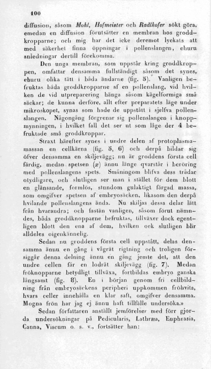 100 diflusioii, såsom Mohl, llofmeister och Radlkoftr sökt göra, emedan en diffusion förutsätter en membran hos grodd kropparne; och mig har det icke deremol Jyckals att med säkerhet finna öppningar