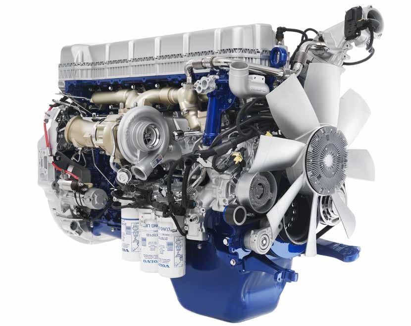 VOLVOS DIESELMOTORER Upp till 540 hk ren kraft. TRANSMISSION I BAKKANT Kompakt och lätt konstruktion som driver tryckluftskompressorn tillsammans med styrservo-, oljeoch bränslepumparna.