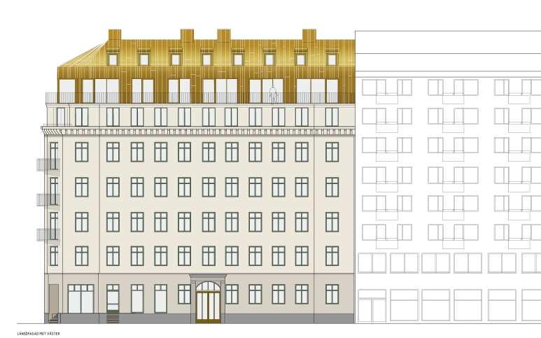 Sida 12 (19) Bostäderna, ca 14 st, kommer att bestå av båda stora och små lägenheter där de små ligger på våning 5. De större är planerade som etagelägenheter med entré på våning 6.