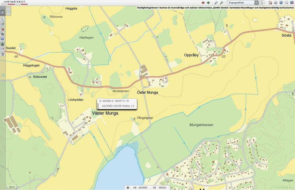 SBF rekordmapp nr: Sid: 10b LANDNINGSINTYG SKISS AV LANDNINGSPLATS, Norr uppåt Markera landningsplatsen. Se definition i reglerna 1.2.