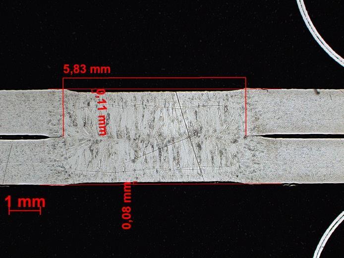 The photographs show the cross-sections of the two-sheet combination.