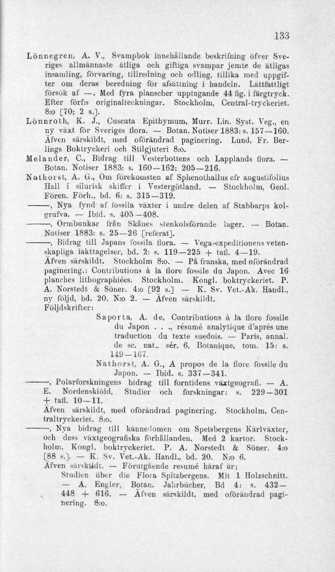 133 Lönnegren, A. V.