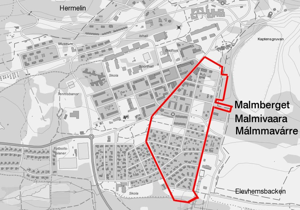 Figur 1. Aktuell detaljplan är markerad med röd linje.