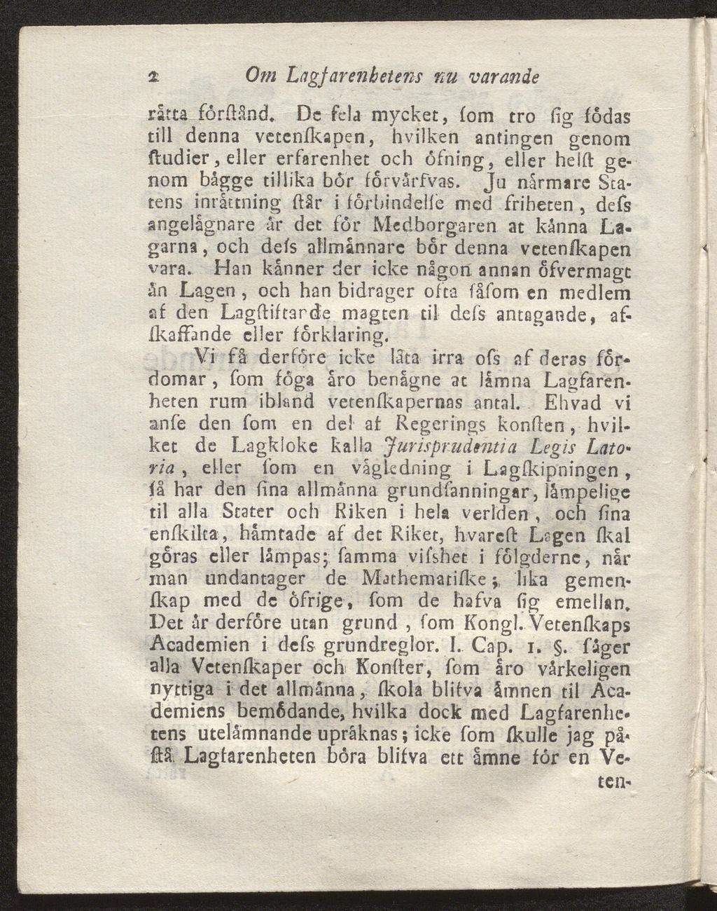 2: Om Leigfarenhetens nu varande råtta forftånd.