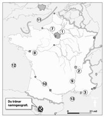 3. Elevens eget svar. 4. London, Birmingham, Manchester (inskrivna på kartan) 5. a) Themsen b) Severn c) Engelska kanalen d) Nordsjön Sidan 35 6. Elevens eget svar 7.