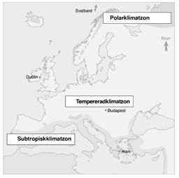 Klimatet i Europa Sidan 6 1. a) Europas natur Sidan 7 1. b) Tempererade klimatzonen 2. a) Rätt svar är alla länder i den tempererade klimatzonen.