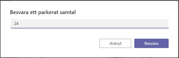 För att återuppta ett samtal så går man till samtalsfönstret där man har sina kortnummer och klickar på Återuppta.