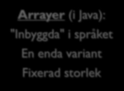 I många andra språk kallar man listor för arrayer.