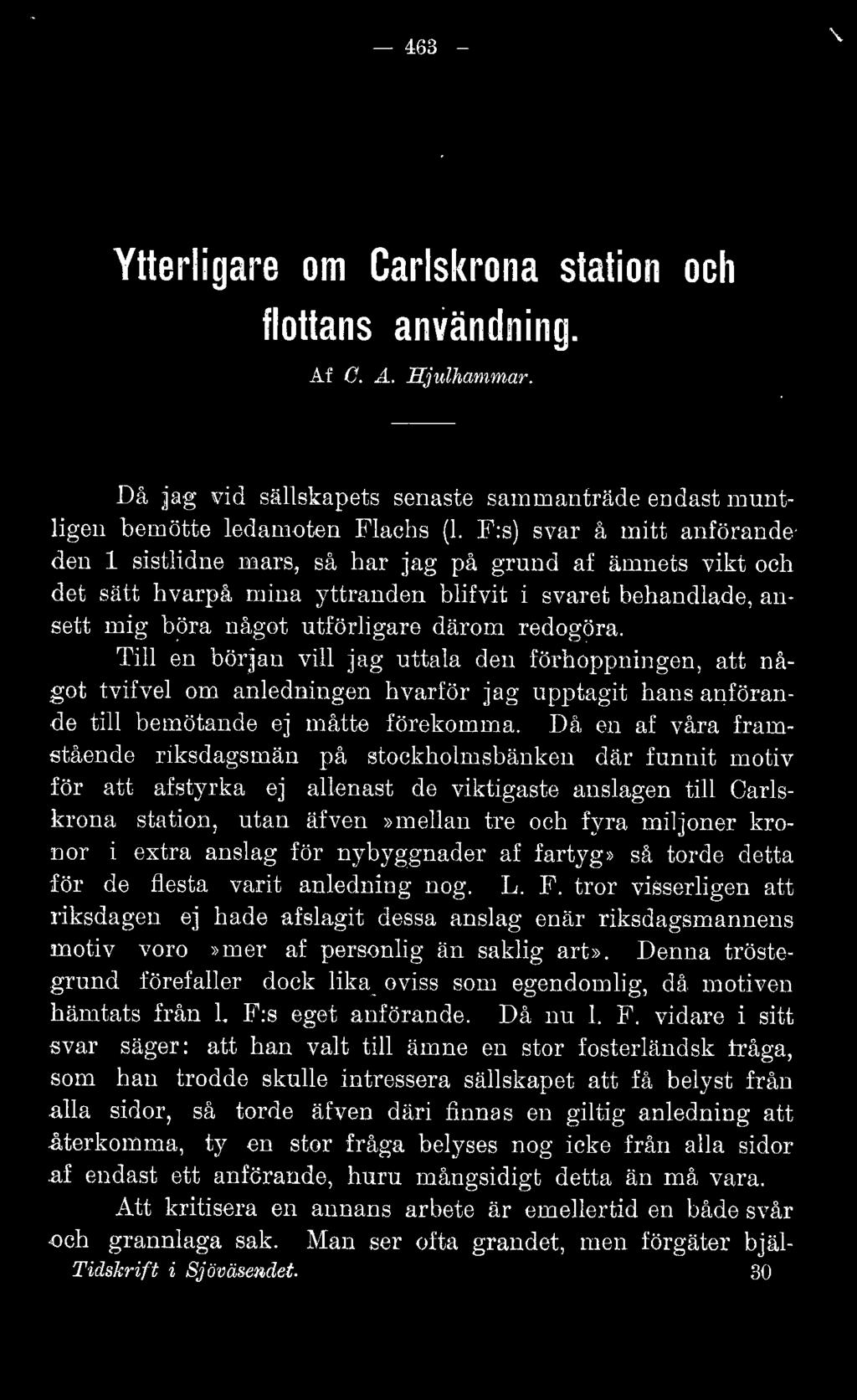 Ti en början vi jag uttaa den förhoppningen, att något tvifve om anedningen bvarför jag upptagit hans anförande ti bemötande ej måtte föreko mm a.