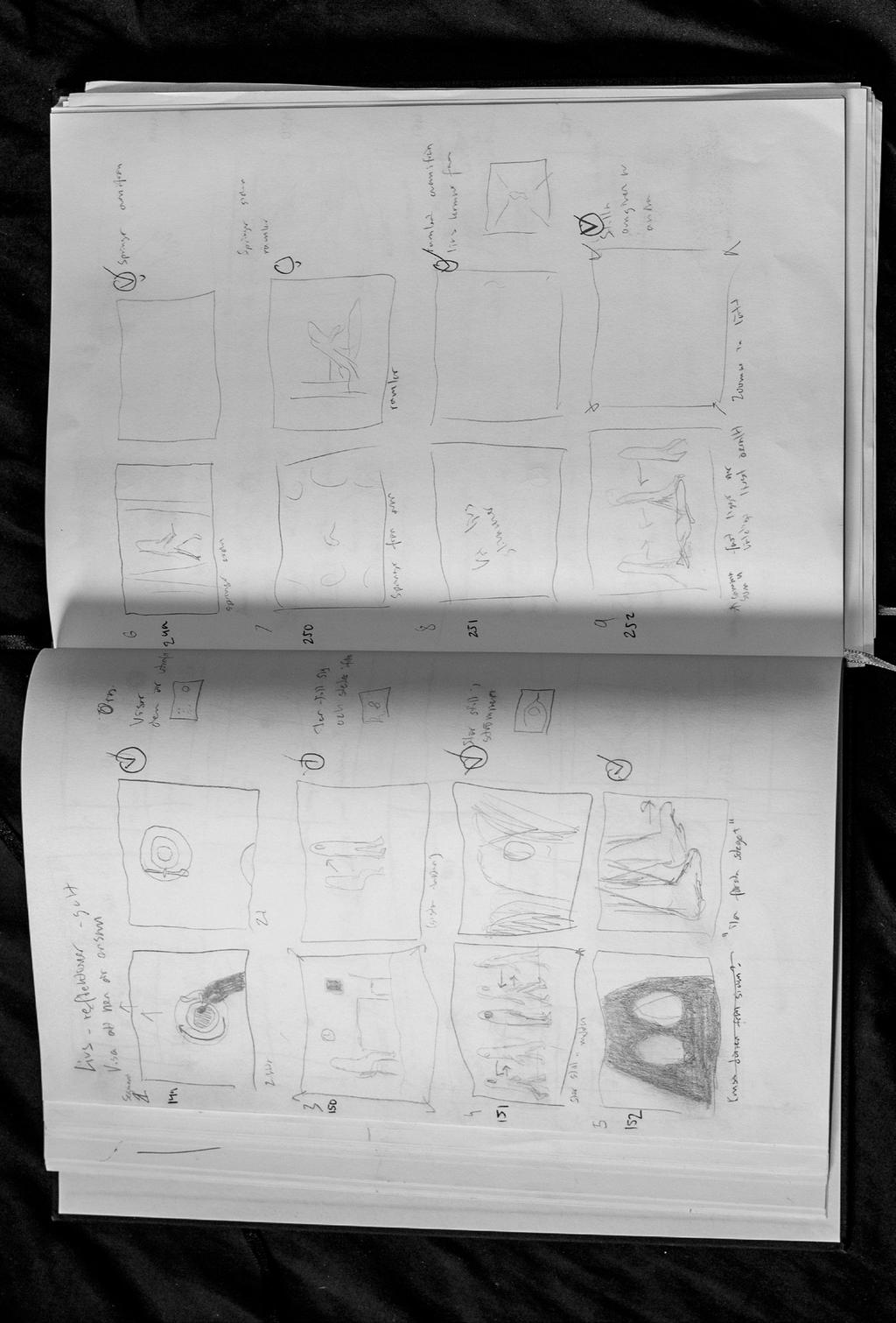 För spår 2 arbetade jag med snabba storyboards varje segment för sig då jag inte visste vad