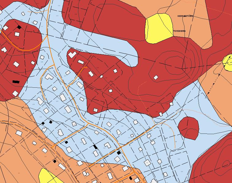 Utdrag ur jordartskartan De lesta av tomterna placeras på kuperad mark. Radon Markradonundersökning bör utöras i samband med den geotekniska utredningen.