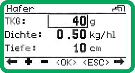 Utsåddsmängen anges i: - kilogram per hektar [kg/ha] Dosering (= Dosier) Fyllnivån per såhjulsvarv i [g/varv].