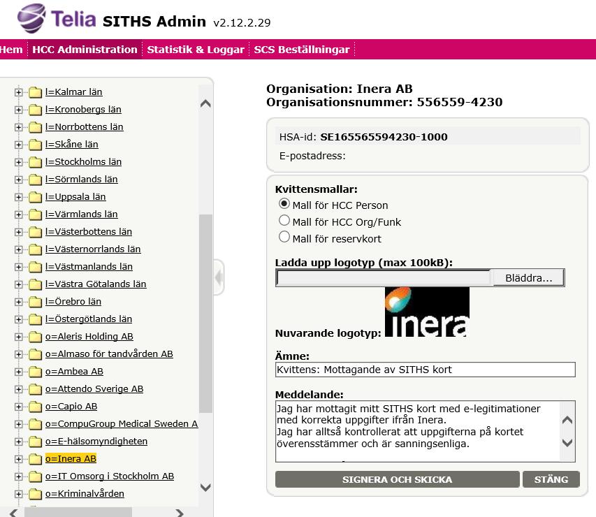 14.4 Tilldela roll i SITHS Admin Förutsättningar Varje roll kan endast delegeras nedåt i en hierarkisk ordning. Rollen RA kan tex tilldela ORA, KRA LRA och KUR inom sin organisation.