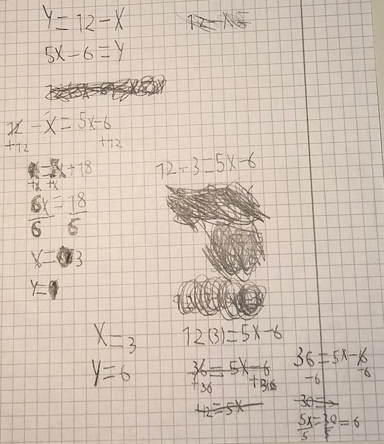 C C (18) (19) (20) Jag bryter ut x mot den vanliga 3. Ok, du stoppade in 3 i den första ekvationen, sen skriver du lika med 5x-6 som är i den andra ekvationen.