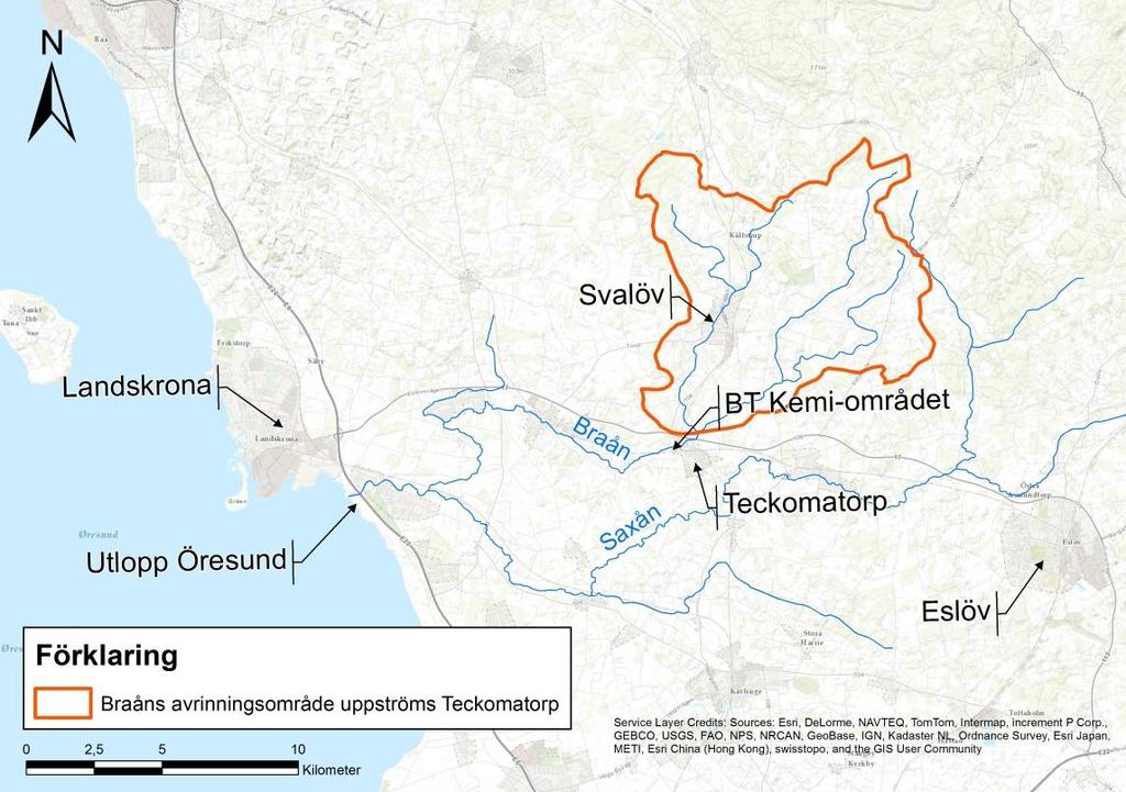 2004). Braåns avrinningsområde gränsar i norr till Rååns respektive Vegeåns avrinningsområde, samt i söder och öster till Saxåns avrinningsområde.