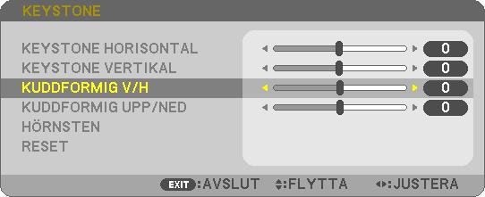 Nåldyna 3. Behändiga funktioner Med den här funktionen kan du justera vänster och höger sida eller upp- och nedsidan separat för att omforma nåldyneförvrängning. [P554W/P474W/P604X/P603X/PE523X] 1.