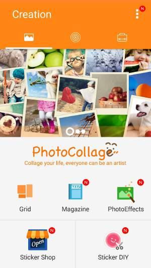 Fotokollage Använd PhotoCollage-appen för att skapa ett collage från dina bilder. För att starta PhotoCollage-appen trycker du på PhotoCollage.