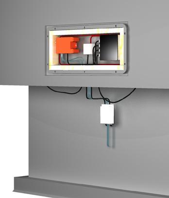 Kontrollutrustning Anslutning sker med 230V under nedre skyddshöljet. Huven är försedd med transformator för matning av elektronik.