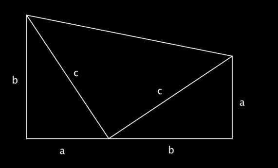 (lika stora) trianglar. Det är ett bevis som kan fungera även i grundskolan då överskådligheten är mycket enklare än i de två andra bevisen.
