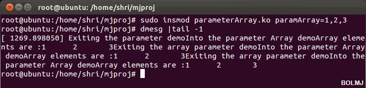 आपण त ० अस ठ वल आह. आपण sudo insmod parameterarray.