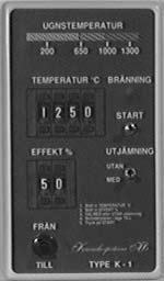 Bruksanvisning för automatik K1 Lysdioder visar temperatur-stigningen. Lysdioderna tänds och släcks från vänster till höger. Kontrollampa lyser då spänning ligger på ugnselementen.