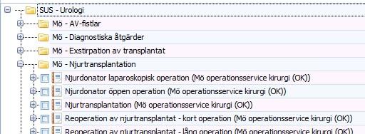 Operationskorten är sorterade i en mappstruktur som öppnas genom att klicka på