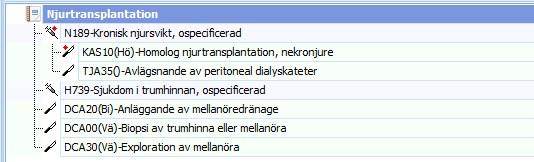 Om det bara finns en diagnoskod angiven kommer samtliga åtgärdskoder att kopplas till denna diagnoskod.