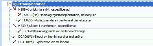 Ett alternativt sätt är att markera aktuell åtgärdskod och klicka på uppåt-pilen i högersidan.