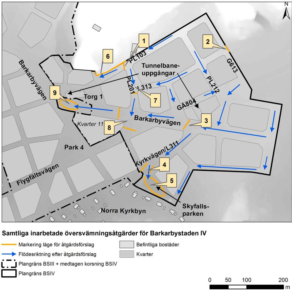 Sid 22 (28) Ytlig fördröjning i korsningarna (åtgärd 7-8) åstadkoms genom att höja upp gatan i ungefärligt läge för markerade linjer och skapa nya höjdpunkter.