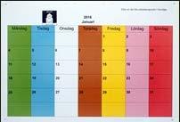 En papperskalender för ett helt år. Tydlig översikt över en vecka, för att vet vad som händer och när. Kan användas med bilder och text. En vecka per uppslag.
