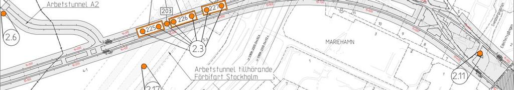 FUT 15120238 ÖVERSIKTSKARTA 3 ÄNDRINGAR VID AKALLA STATION, NUMREN HÄNVISAR TILL