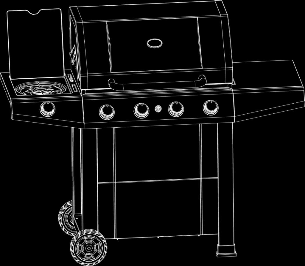 Vänta tills elden släcks av sig själv. OBS: Använd inte vatten för att släcka elden! LÄS DENNA HANDBOKEN OCH GÖR DIG BEKANT MED PRODUKTEN INNAN DU ANVÄNDER GASOLGRILLEN.