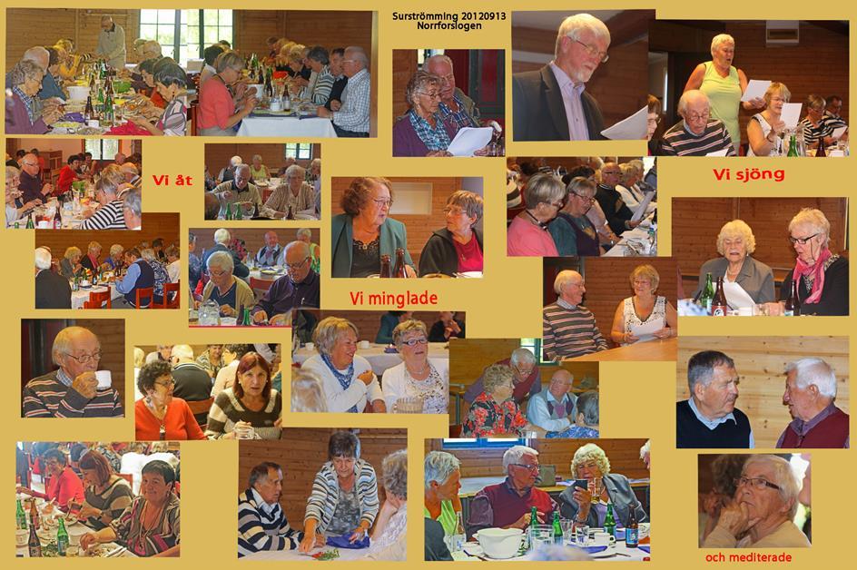 Surströmming 20120913 40 sugna PRO-are samlades till traditionell surströmmingsfest i Norrforslogen den 13 september. God aptit blandat med visor till surströmmingens lov stämdes upp.