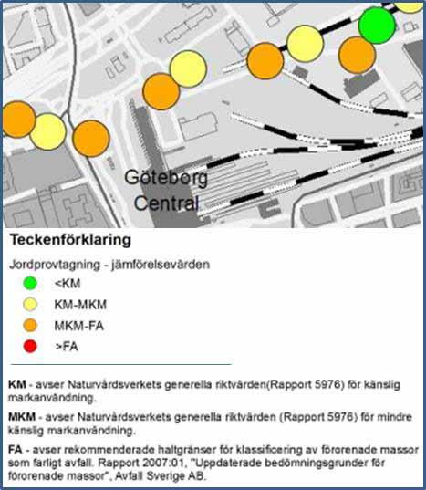MKB FÖR STATION CENTRALEN 16.1.3 Förorenad mark Jordprovtagning har genomförts av Trafikverket under 2012 2013. Bildutsnittet i figur 16.1:2 redovisar provtagningspunkter kring planområdet.