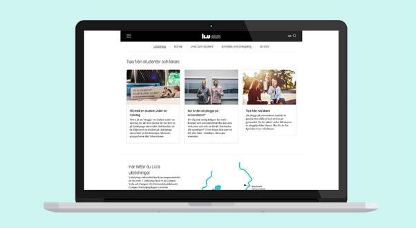 66 KOMPONENTER Sidorna på liu.se bygger på komponenter. Komponenter visas i sin helhet på desktop och surfplatta men omvandlas till utfällbara sektioner på mobiltelefoner.