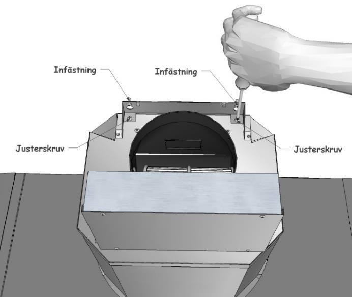 Skruva fast trumsatsen i ventilationskanalen med den ena