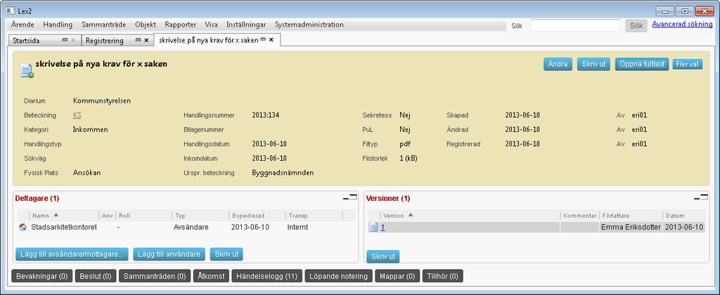 2.3.3 Registrera som fristående handling 1.