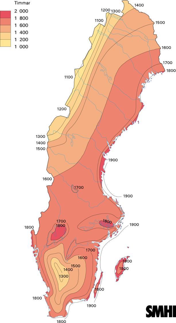 Soltimmar 1961-1990 Soltimmar 2018 +