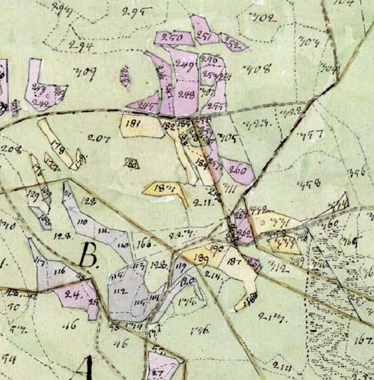 Fig. 6. Detaljbild över den centrala åkermarken på 1825 års karta.