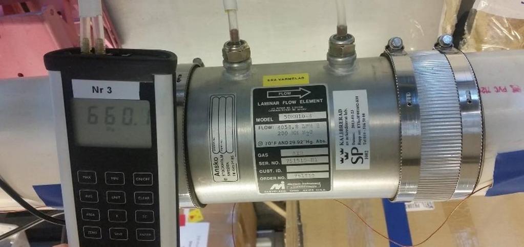 in this installation, which can be seen in Figure 3-5. The flow rate of the air can be directly read through the meter.