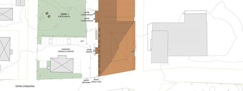 I rutinerna anges att friytan som eftersträvas bör vara 30 m 2 friyta/barn och/eller minimum 2000 m 2 samlad friyta på förskolegården för att ge tillräckligt utrymme för barnens lek samt för att inte