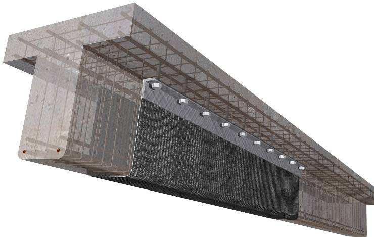 = 71 ( ; ; ; ; ; %) 3.5 Shear strengthening The most common way to strengthen a beam with CFRP in shear is with sheets, as they can be wrapped around the beam as seen in Figure 21.