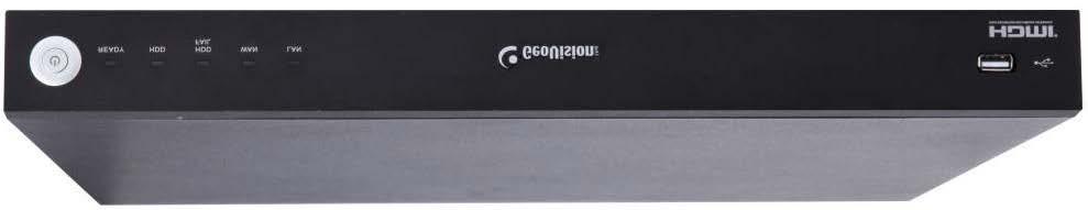 1.6.1.3 GV-SNVR1600 1 2 3 4 5 6 7 Figure 1-3 No. Name Function 1 Power Button Turns on/off the power. 2 Power LED Shows constant blue when the power is supplied for the device.