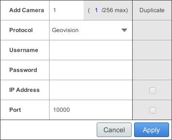 2.3.2 Manually Connecting GV-IP Cameras You can manually add the GV- IP cameras to the camera list. 1. On the Camera page, click the Add Cameras button. 2.