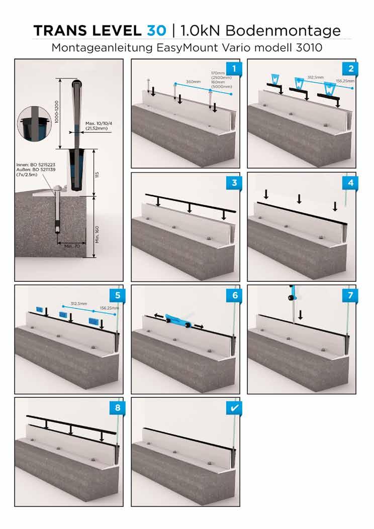 Bohle EasyMount Top L VARIO 1,0 kn golvmontage med winkel För