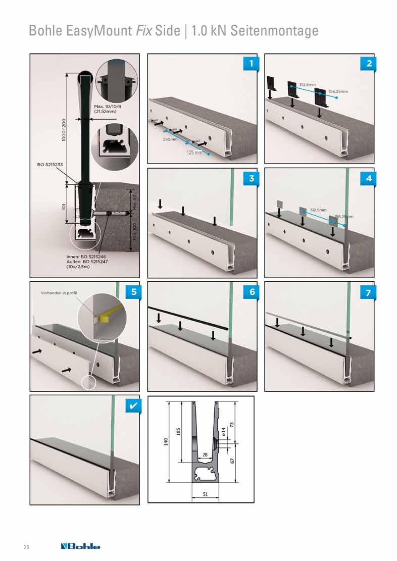 Bohle EasyMount Side FIX 1,0 kn sidomontage För ytterligare