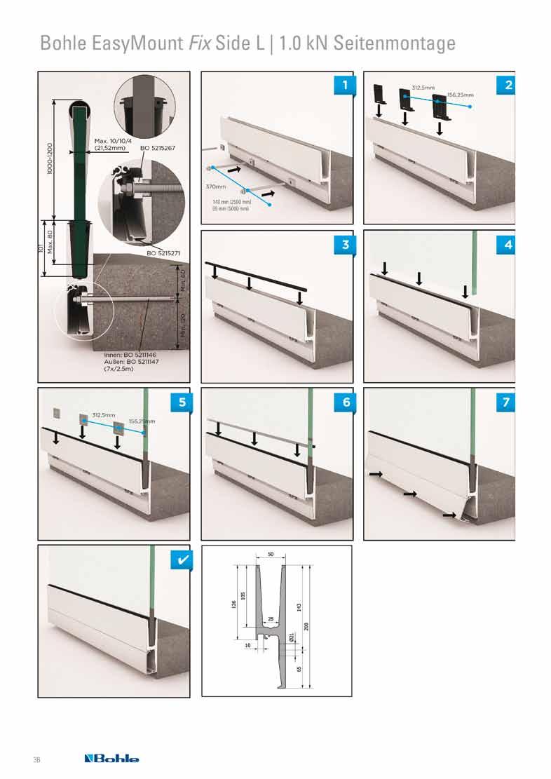 Bohle EasyMount Side L FIX 1,0 kn sidomontage med vinkel