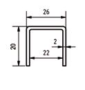 Form U-profil Bredd (B) 26 mm Materialtjocklek 2 mm Höjd (H) 20 mm Invändigt (U) 22 mm Längd 4000 mm