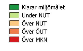 Figur 7 visar situationen i Sverige utifrån den zonindelning 6 som används vid rapportering av luftkvalitetsdata till EU.