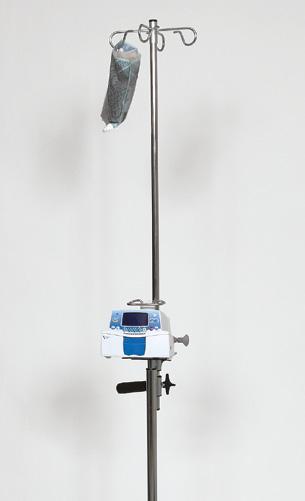 Infusionsstativ för en pump och droppåsar Rostfri droppstång Nedre stång dia 28 mm Höjd: 1050-1880 mm Diameter stativfot: 560